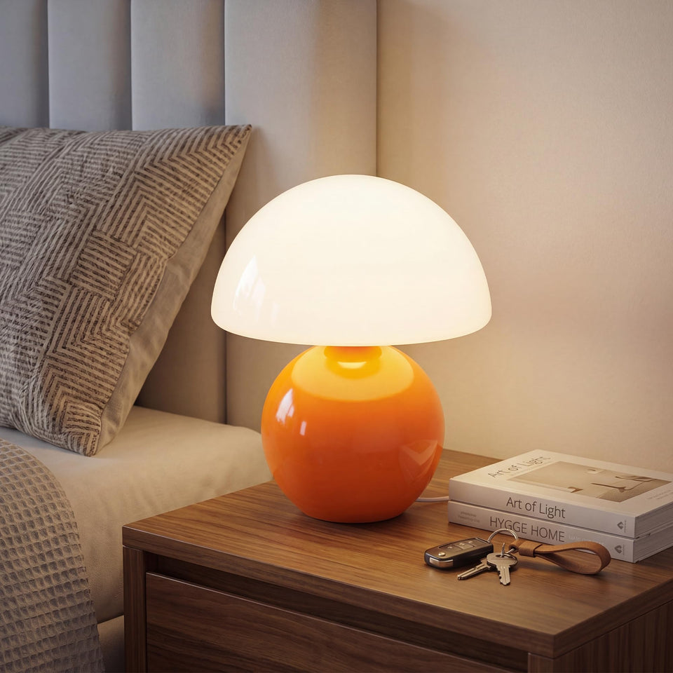 Dawnwake mushroom lamp shade glass detail for soft warm glow