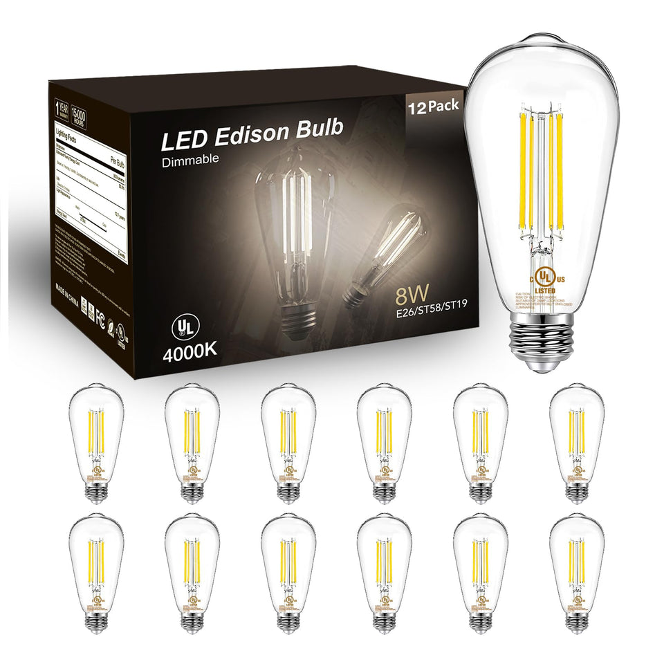 DAYBETTER 12-pack vintage LED Edison bulbs for stylish, energy-saving lighting in homes