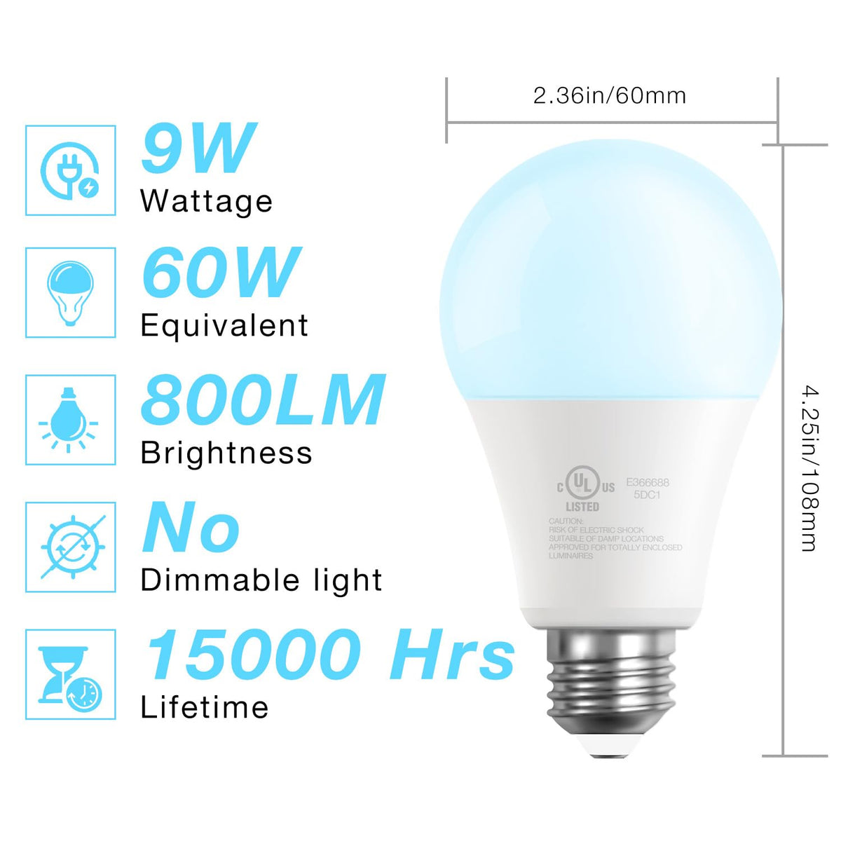 DAYBETTER A19 LED bulbs provide 5000K daylight for focused work areas.