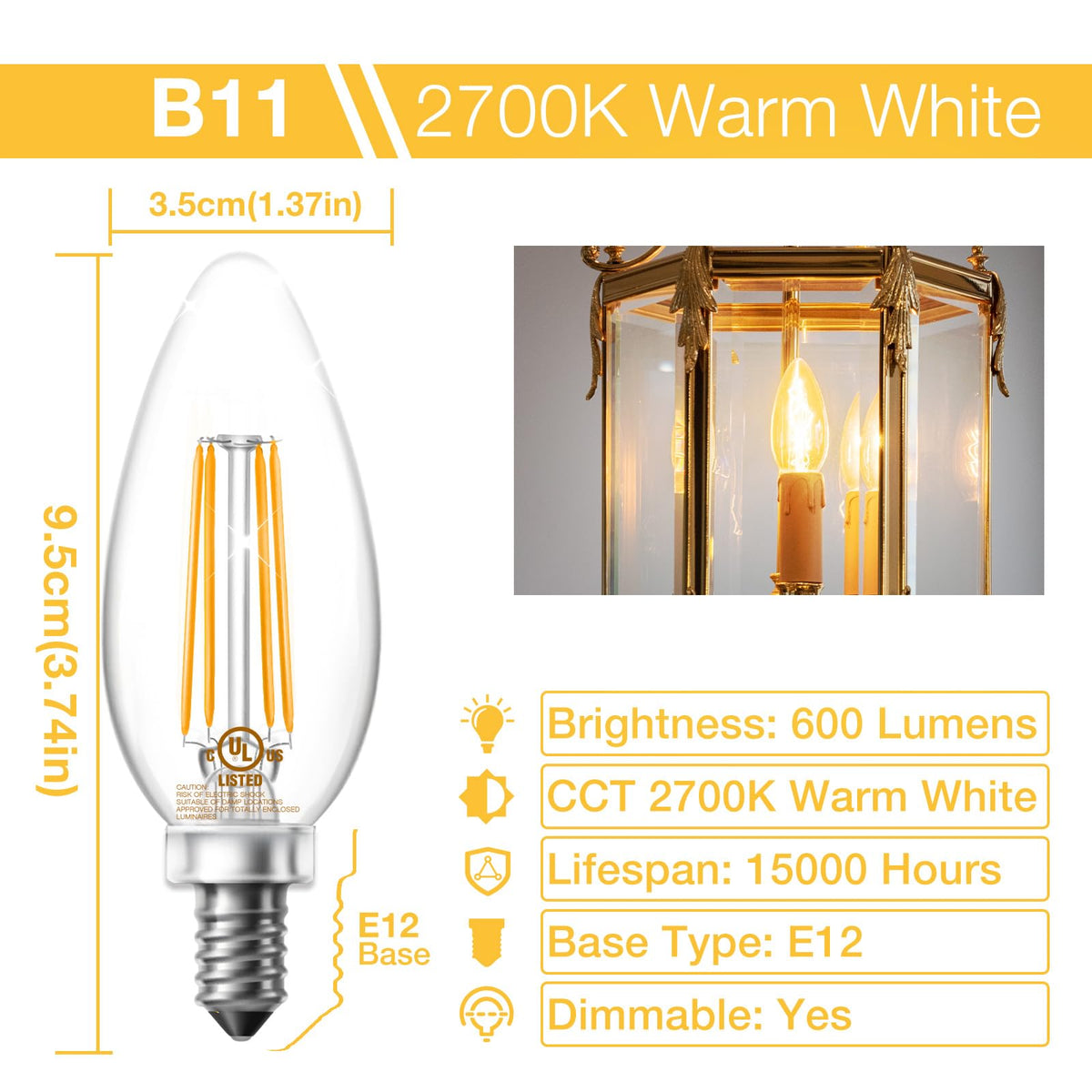 DAYBETTER clear glass vintage filament bulb showing exposed filaments for decorative indoor lighting
