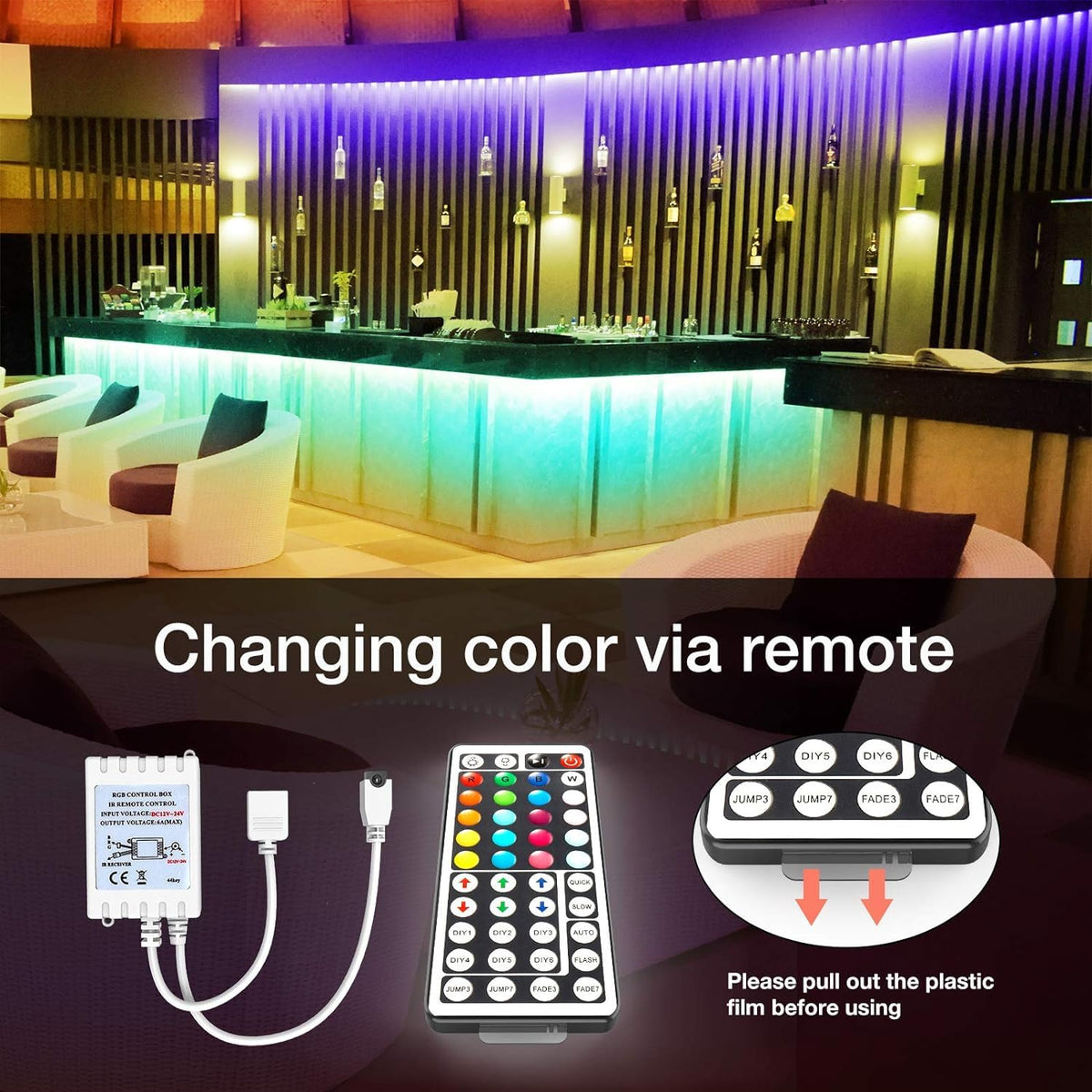 DAYBETTER color-changing LED strip mounted on wall for ambient bedroom lighting