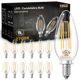 DAYBETTER E12 dimmable candle bulbs pack for chandeliers, energy-saving lighting.