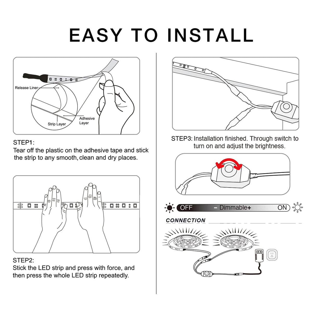 Daybetter easy installation on dry, clean surfaces with seamless adhesion.