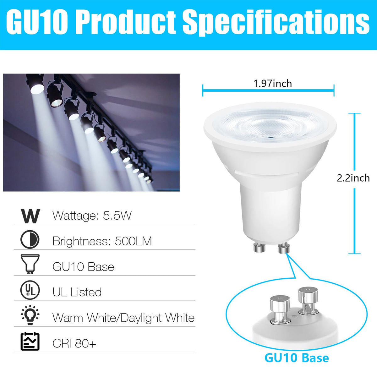 DAYBETTER GU10 LED bulbs dimmable control demonstrates adjustable brightness for any scene.