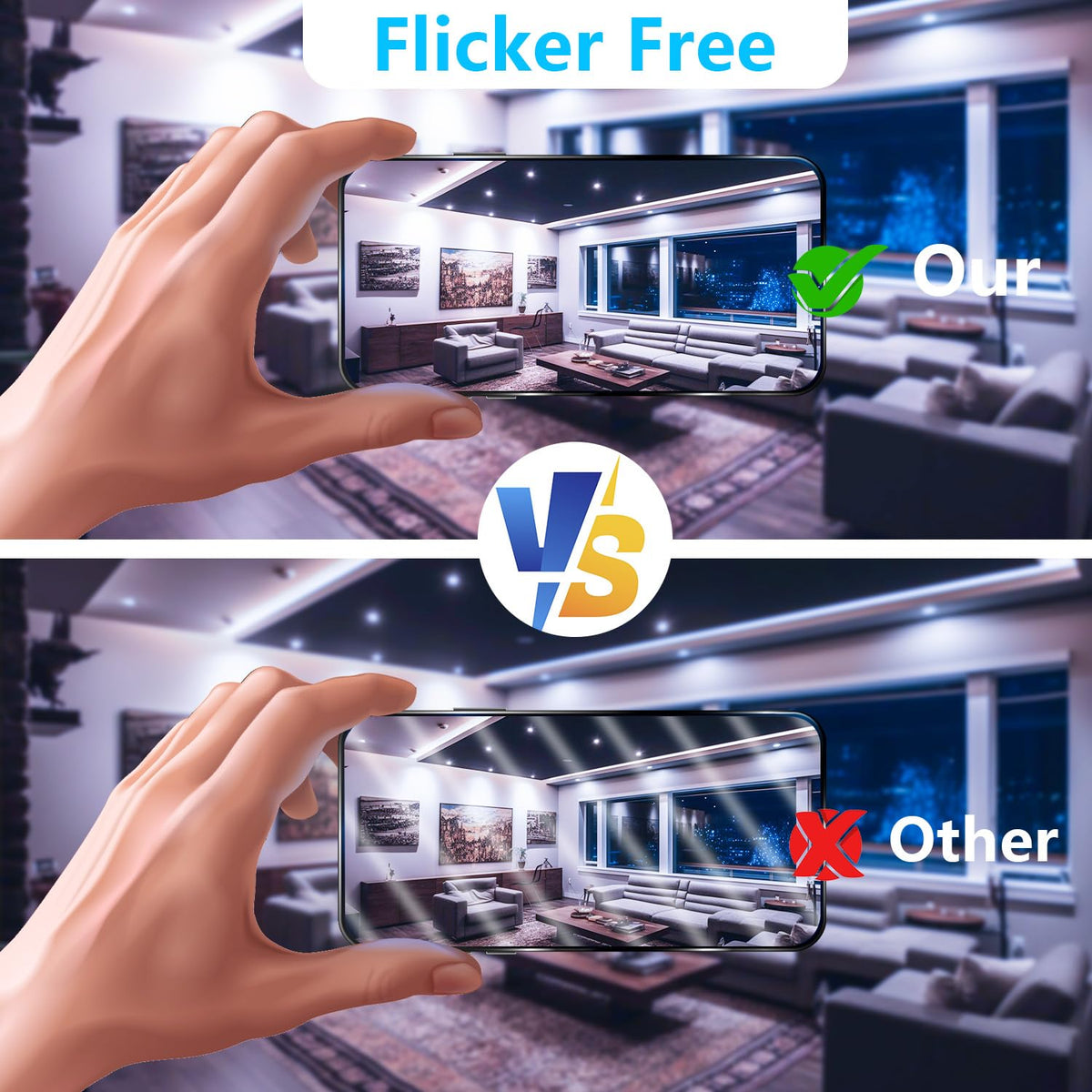 DAYBETTER GU10 LED bulbs in living room create welcoming ambience with daylight options.