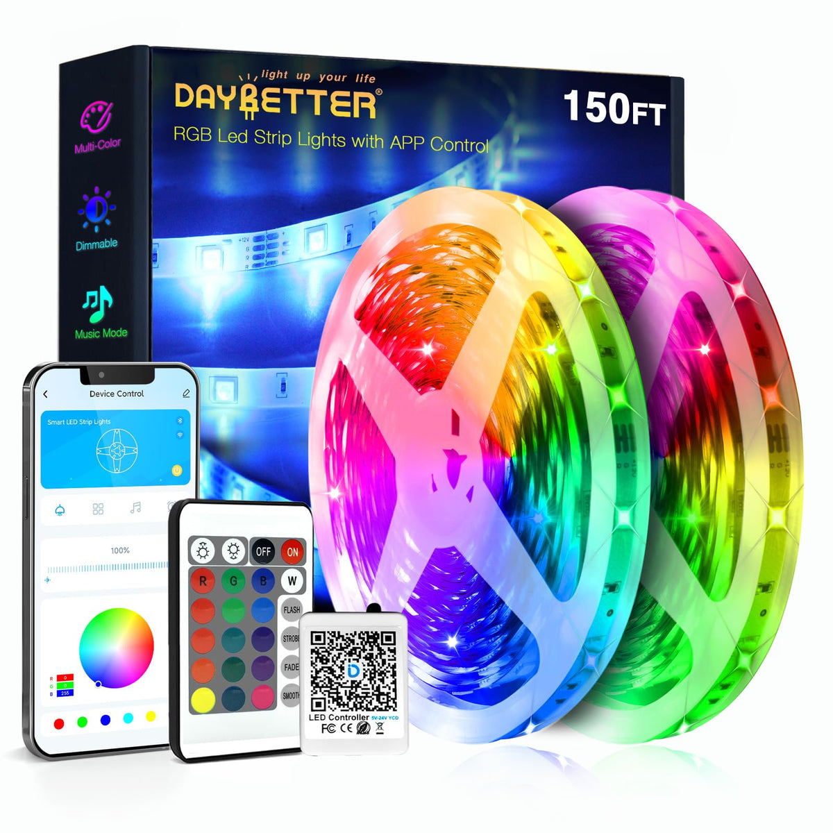 DAYBETTER LED lights bedroom ambience for relaxing evenings with color options.