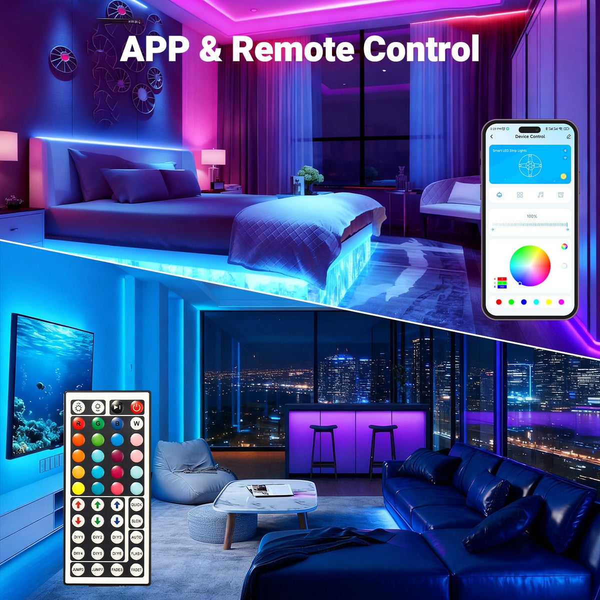 DAYBETTER LED strip decorates the living room with vibrant color options