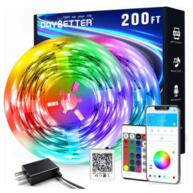 DAYBETTER LED Strip Lights 200ft, ideal for bedroom decor and vibrant color customization.