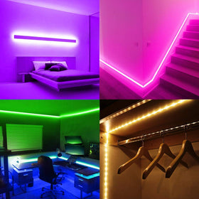 DayBETTER LED strip installed under cabinet highlighting workspace lighting.