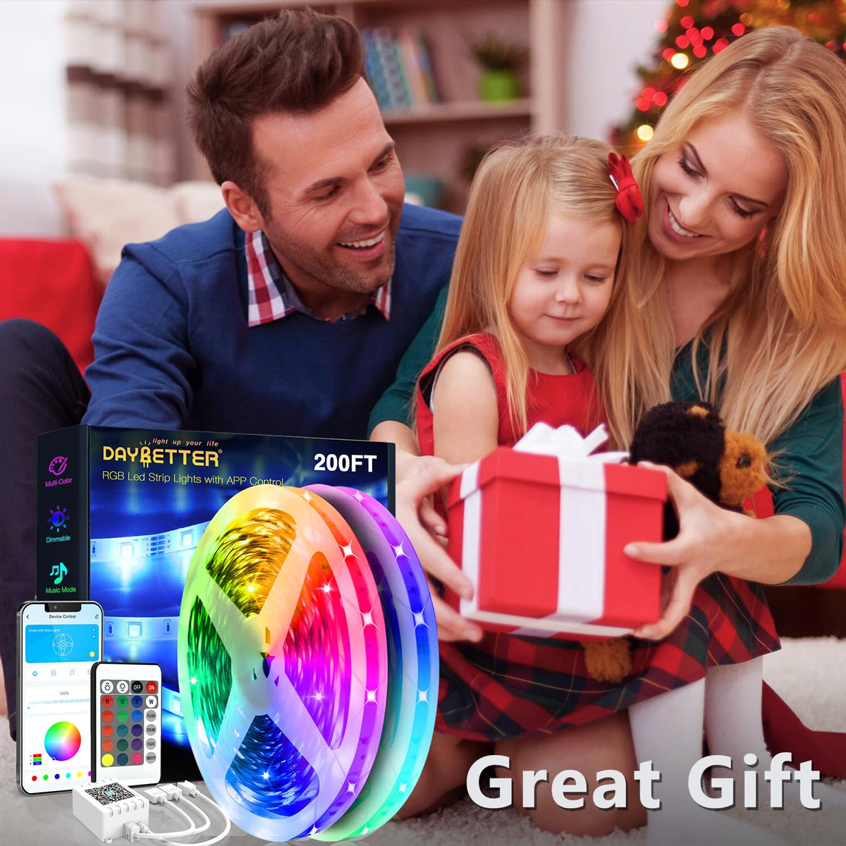 DAYBETTER LED strip lights app control interface for color and mode