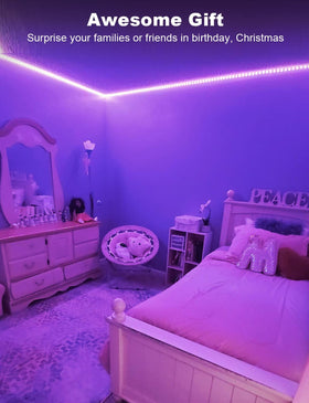 DAYBETTER LED strip behind TV for immersive mood lighting and ambiance.