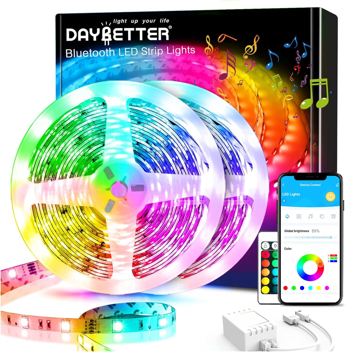DayBetter LED strip starter kit setup for effortless room lighting and ambiance.