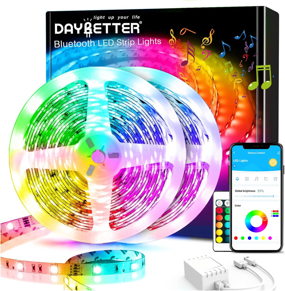 DayBetter LED strip starter kit setup for effortless room lighting and ambiance.