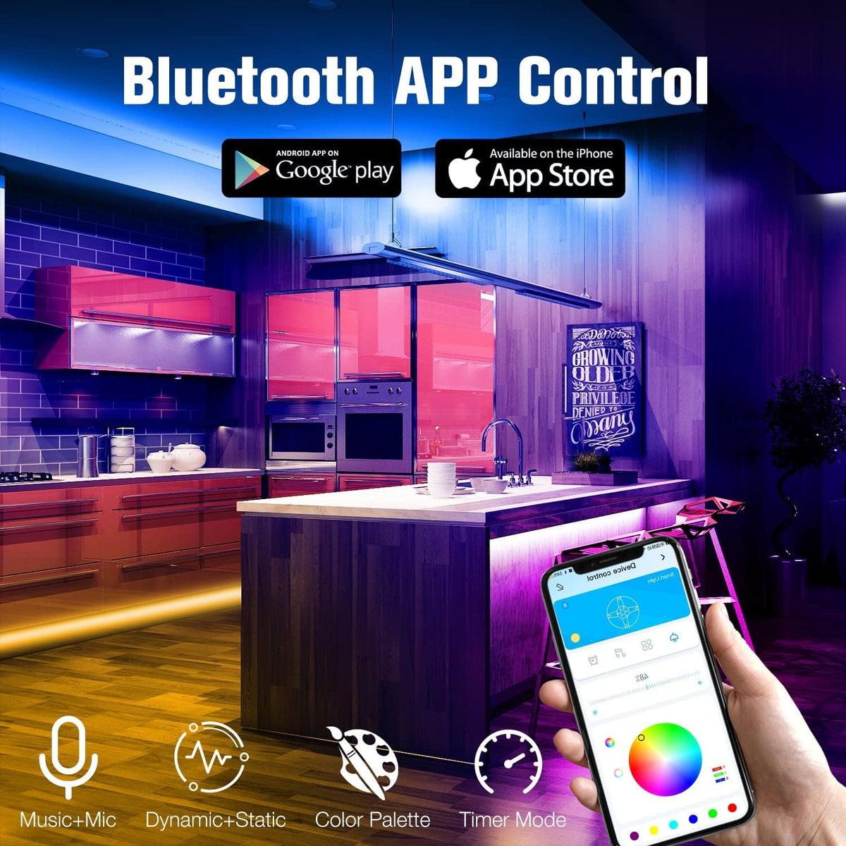 DAYBETTER LED strip timer and color memory features highlighted