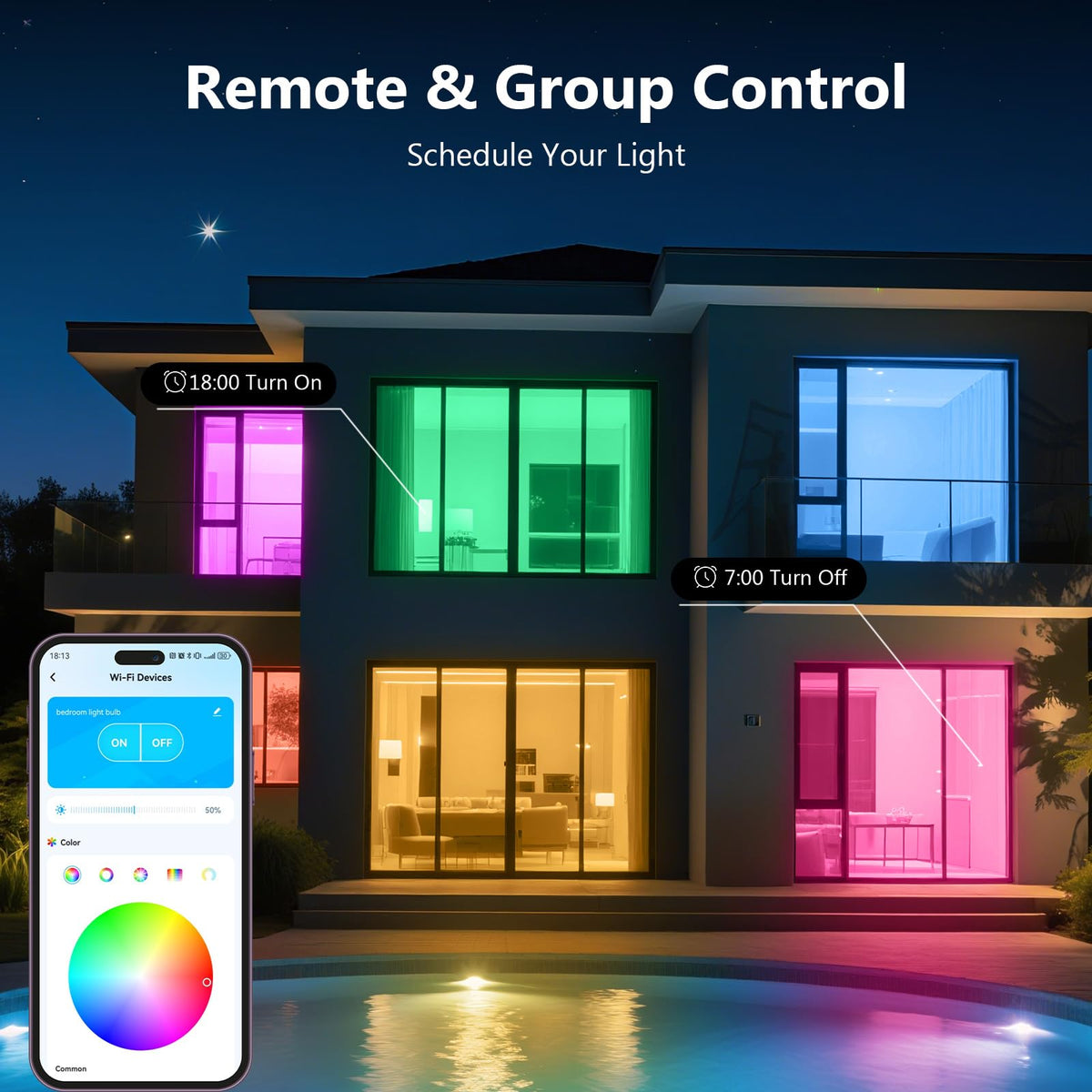 DAYBETTER music sync mode changing colors with the phone mic.