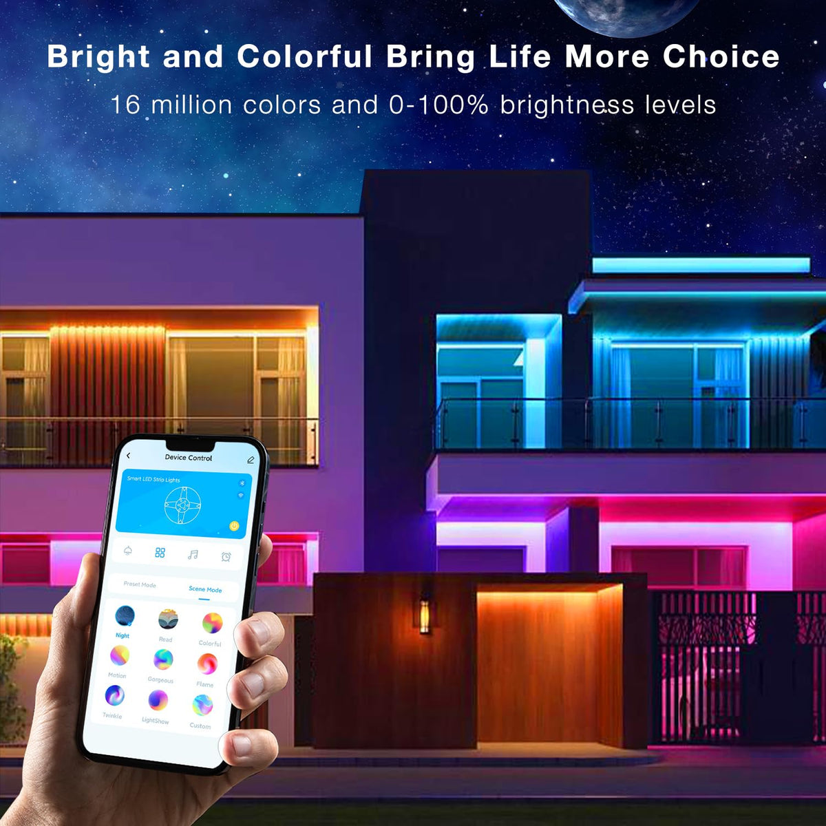 DAYBETTER dynamic modes for color fades, flashes, and steady illumination.