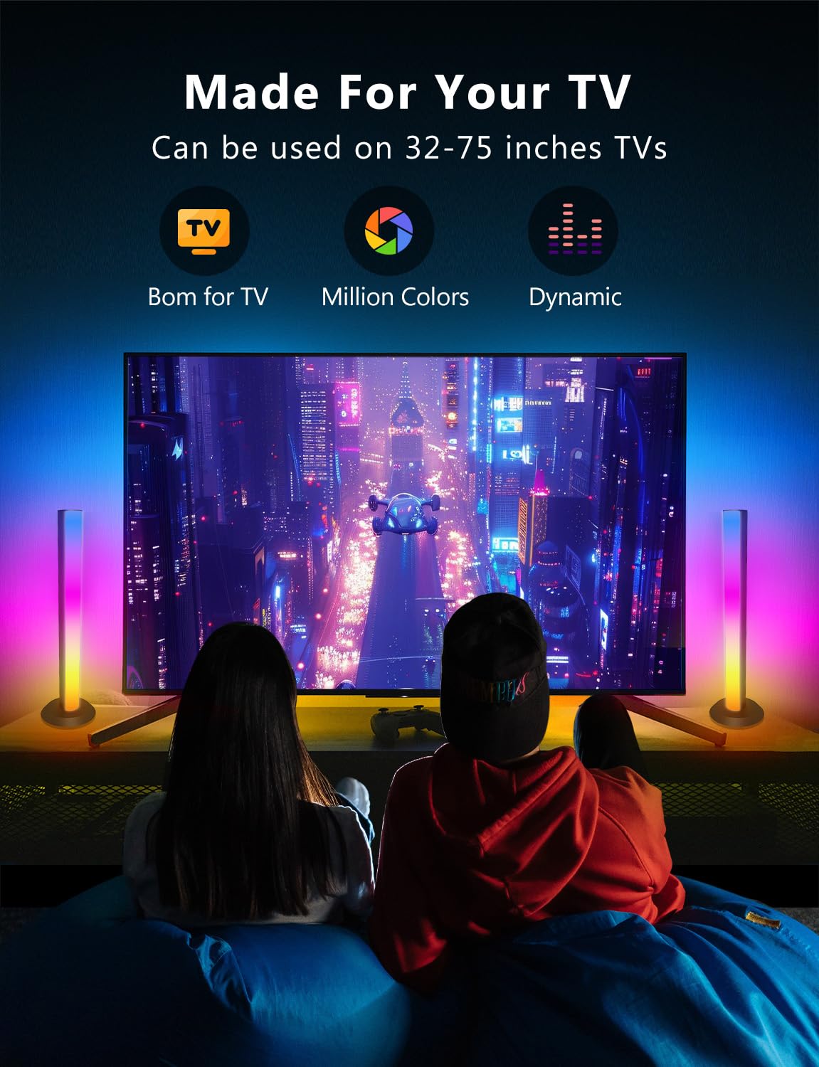 DAYBETTER Smart LED Light Bar desk-setup with vibrant color scenes