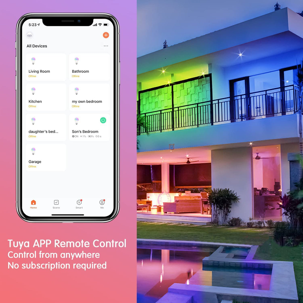 DAYBETTER Smart Light Bulbs color spectrum showing 16 million colors and tunable whites