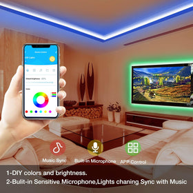 DAYBETTER LED strip with remote control provides quick color changes from anywhere in the room.