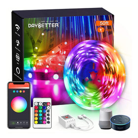DAYBETTER smart WiFi LED strip 50ft in living room for vibrant ambient lighting