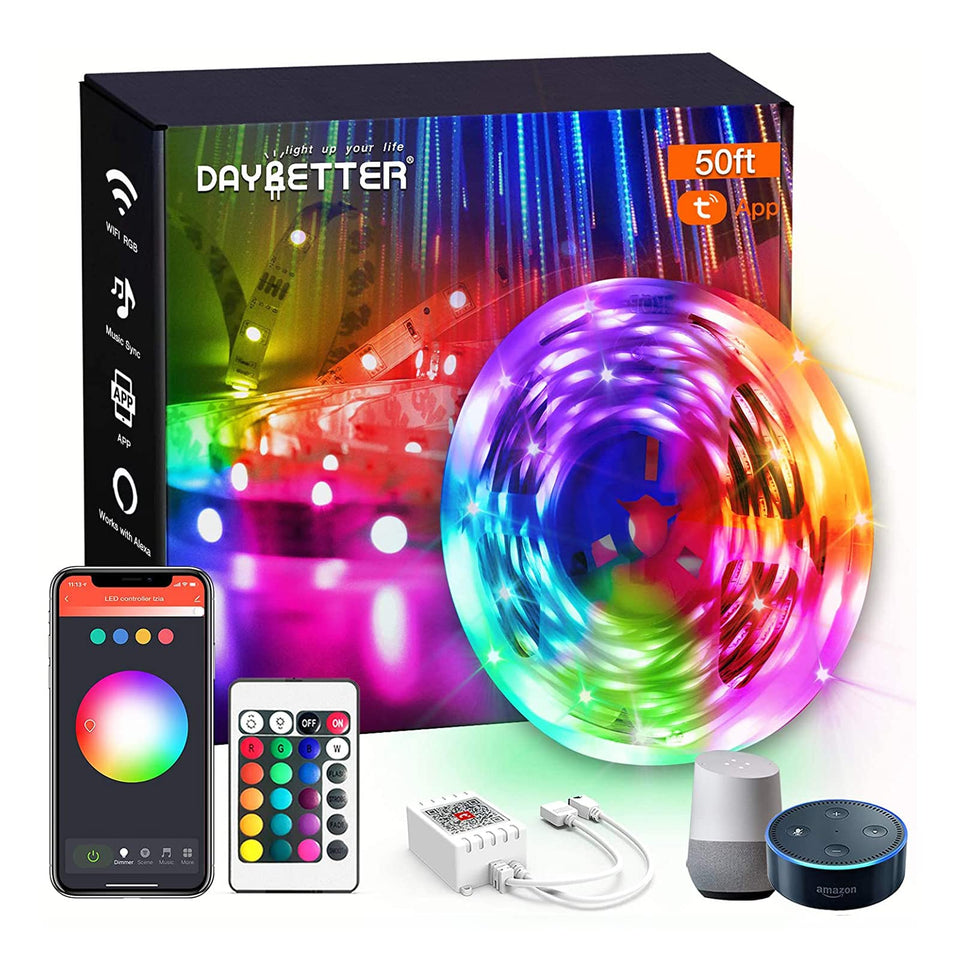 DAYBETTER smart WiFi LED strip 50ft in living room for vibrant ambient lighting