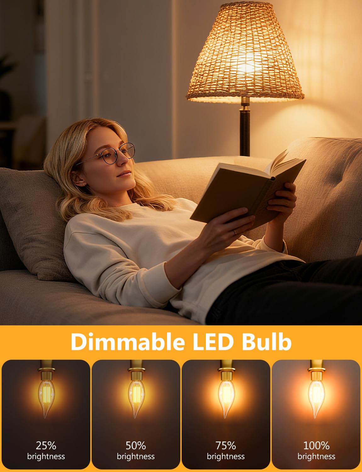 DAYBETTER vintage clear-glass flame bulb enhances sconces