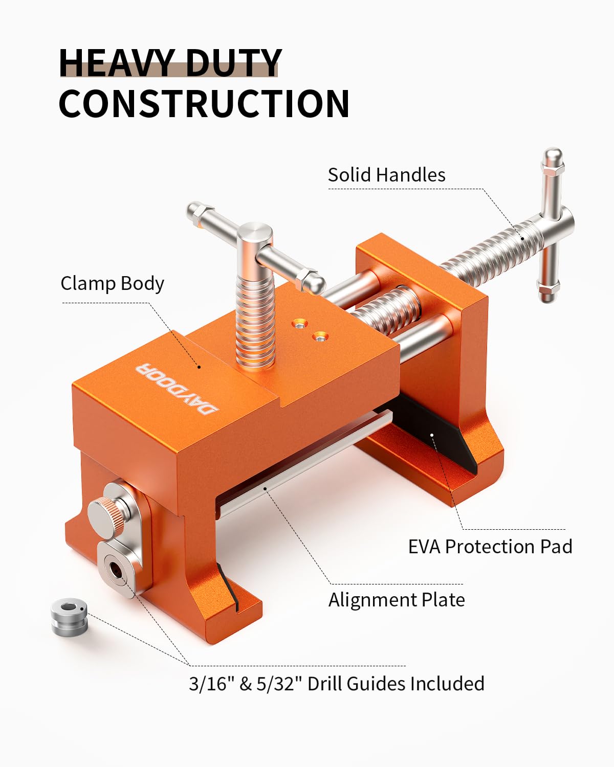 DAYDOOR clamp kit includes storage box and color options orange or blue.