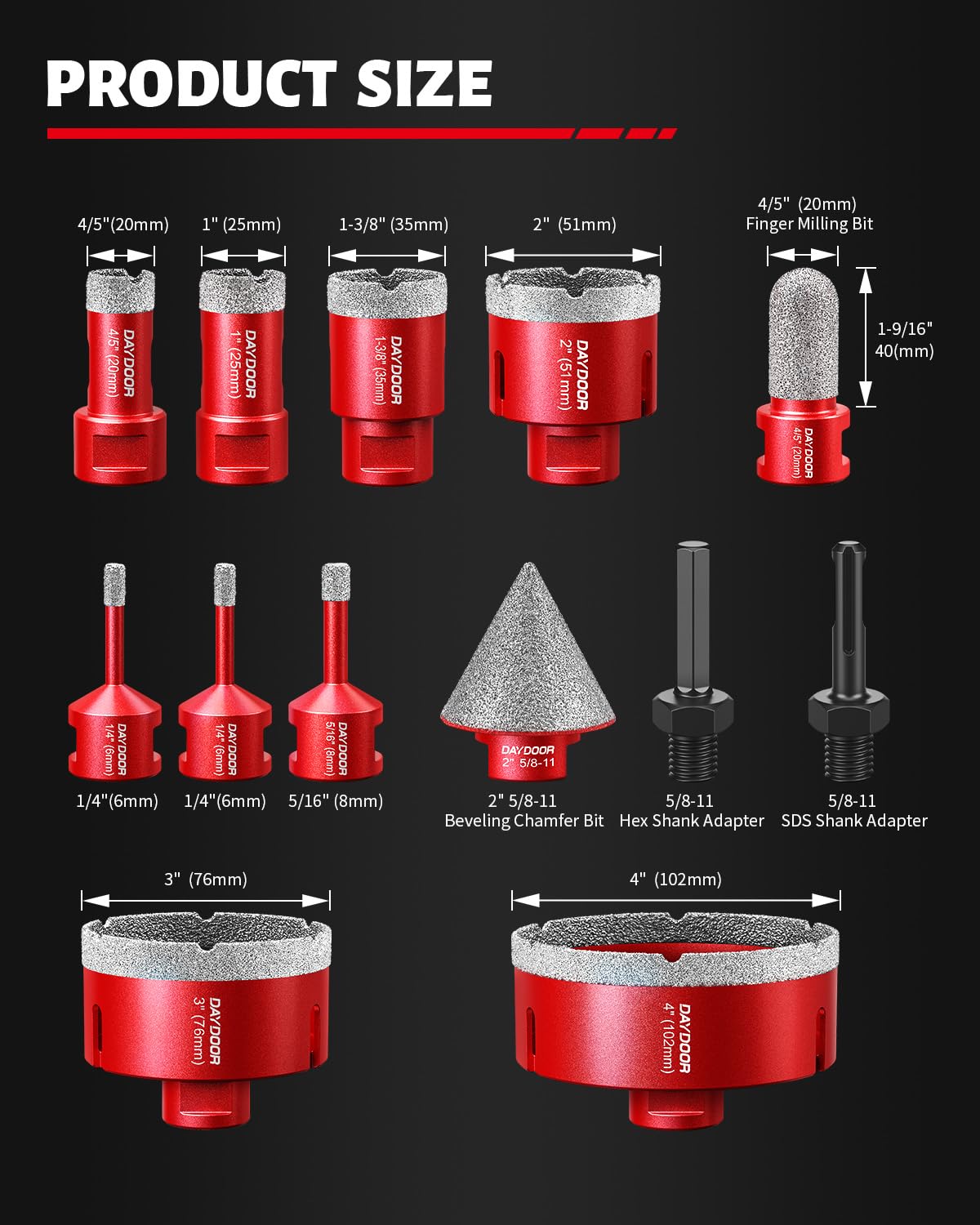 DAYDOOR Diamond Hole Saw Kit shaping marble edges for precise finishes