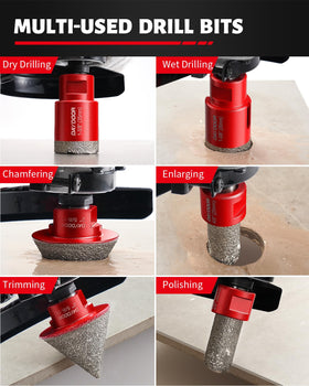 DAYDOOR Diamond Hole Saw Kit wet or dry drilling with adapters