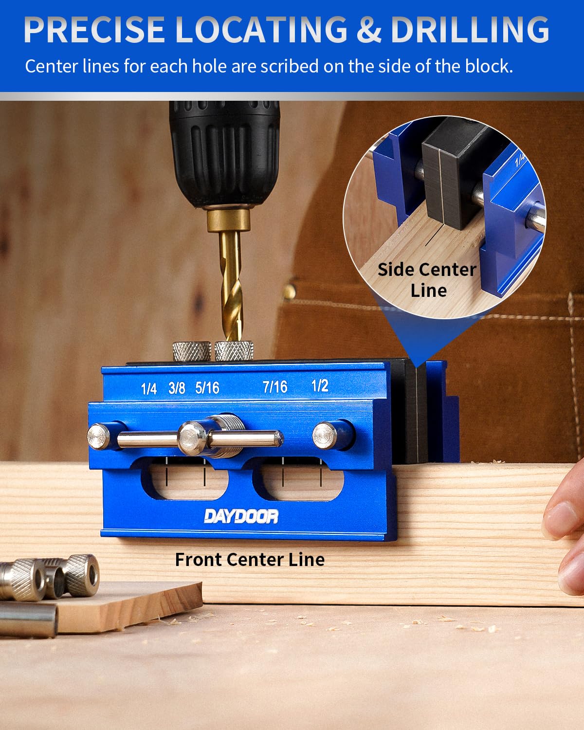 DAYDOOR dowel jig aluminum body built for durability and light handling