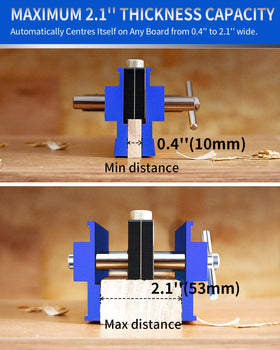 DAYDOOR dowel jig viewing window focused on visible centering marks