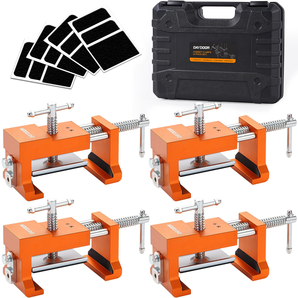 DAYDOOR professional cabinet clamps with integrated drill guide for precise pilot holes.