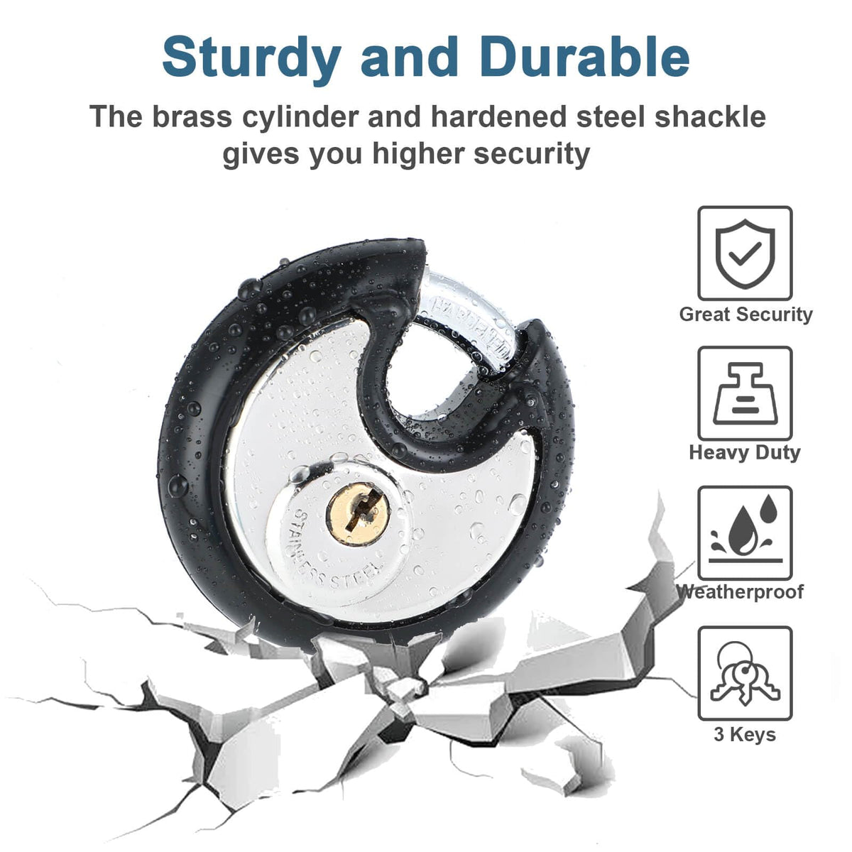 DAYGOS weatherproof padlock made for rust resistance and outdoor durability