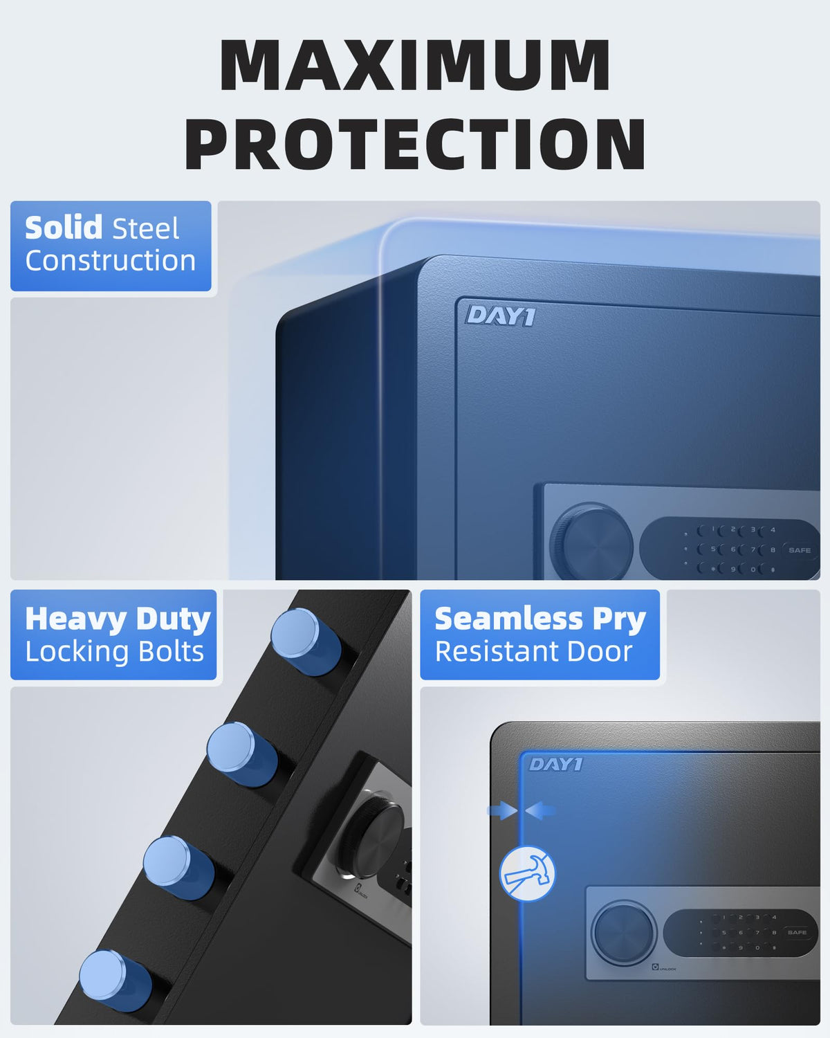 DAYI Safe Box digital keypad provides quick code access for everyday convenience.
