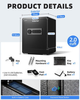 DAYI Safe Box LED sensor light helps locate items in darkness.