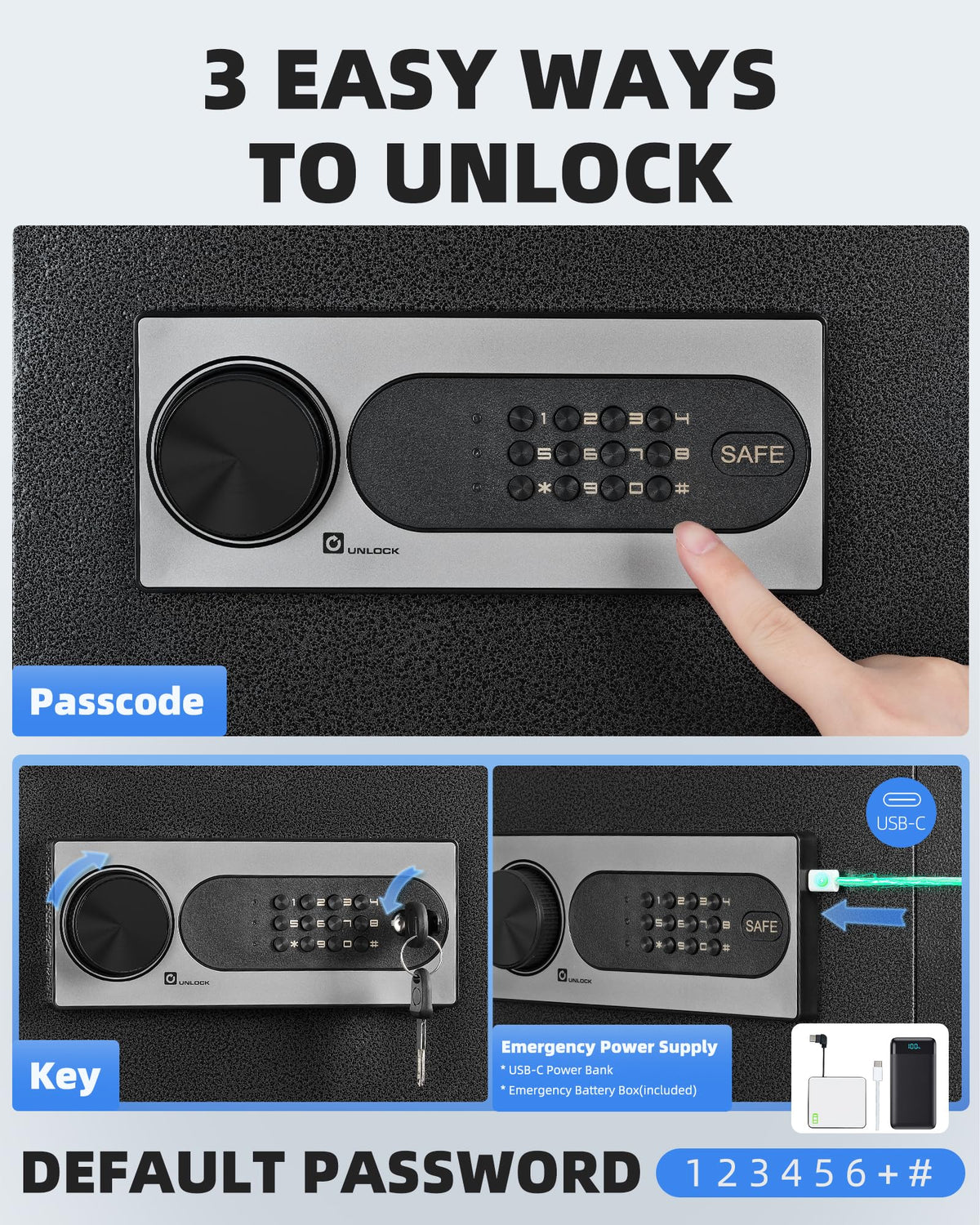 DAYI Safe Box pry-resistant door deters tampering while keeping valuables safe.