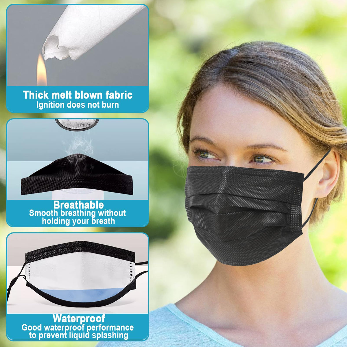 DAYSOY flat earloops and nose clip offer a secure fit.