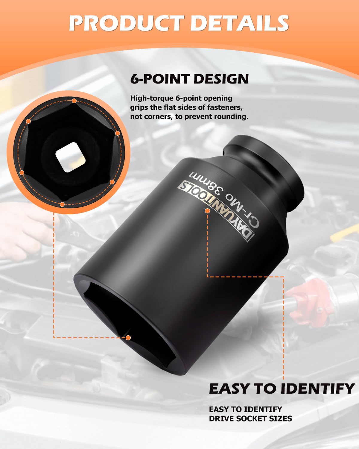 DAYUAN 31mm axle nut socket supports tough jobs with reliability.