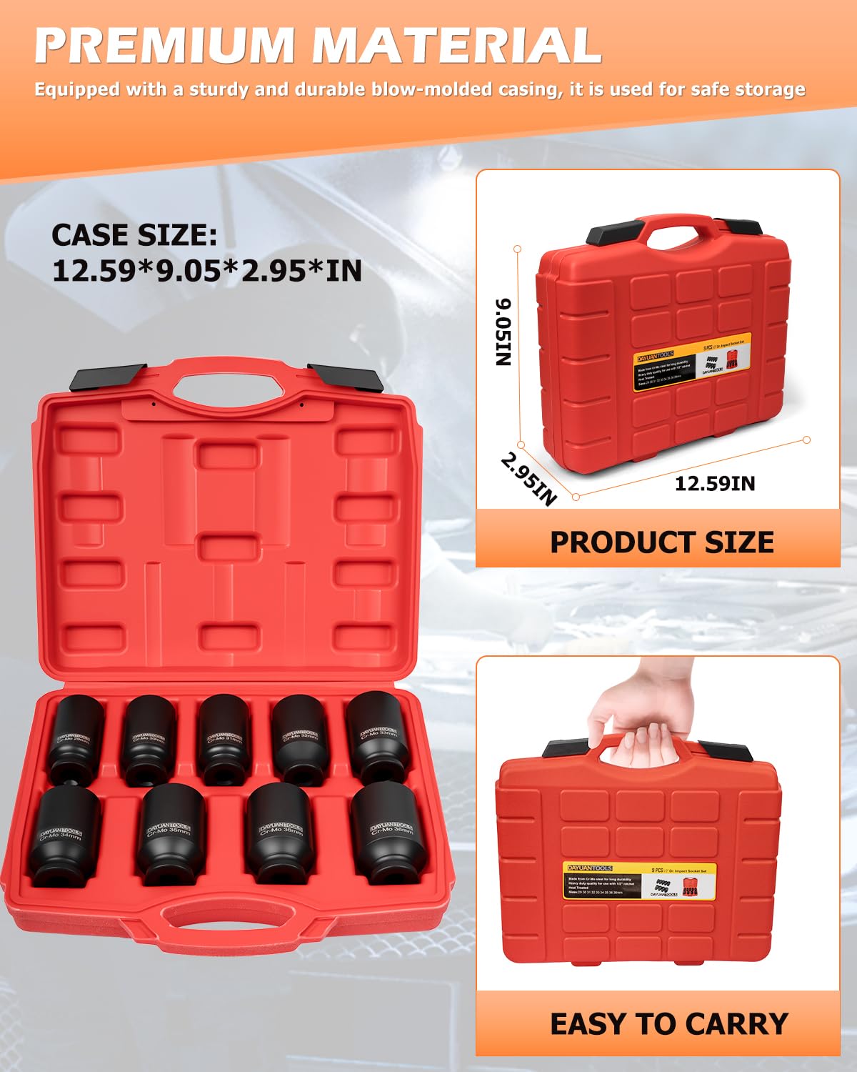 DAYUAN 35mm socket delivers robust leverage for axle work.