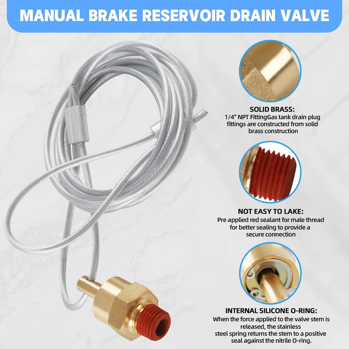 Dazakoot brass drain valve with 1/4-inch NPT threads for durability