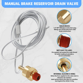 Dazakoot brass drain valve with 1/4-inch NPT threads for durability