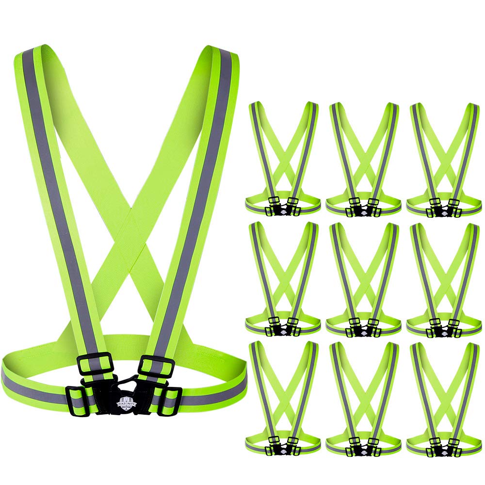 Dazonity high visibility vest front view with reflective strips for night safety.