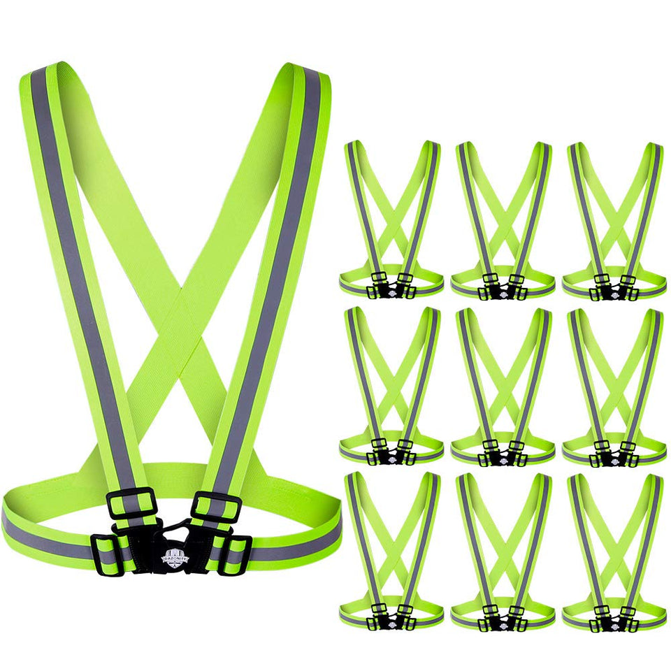 Dazonity high visibility vest front view with reflective strips for night safety.
