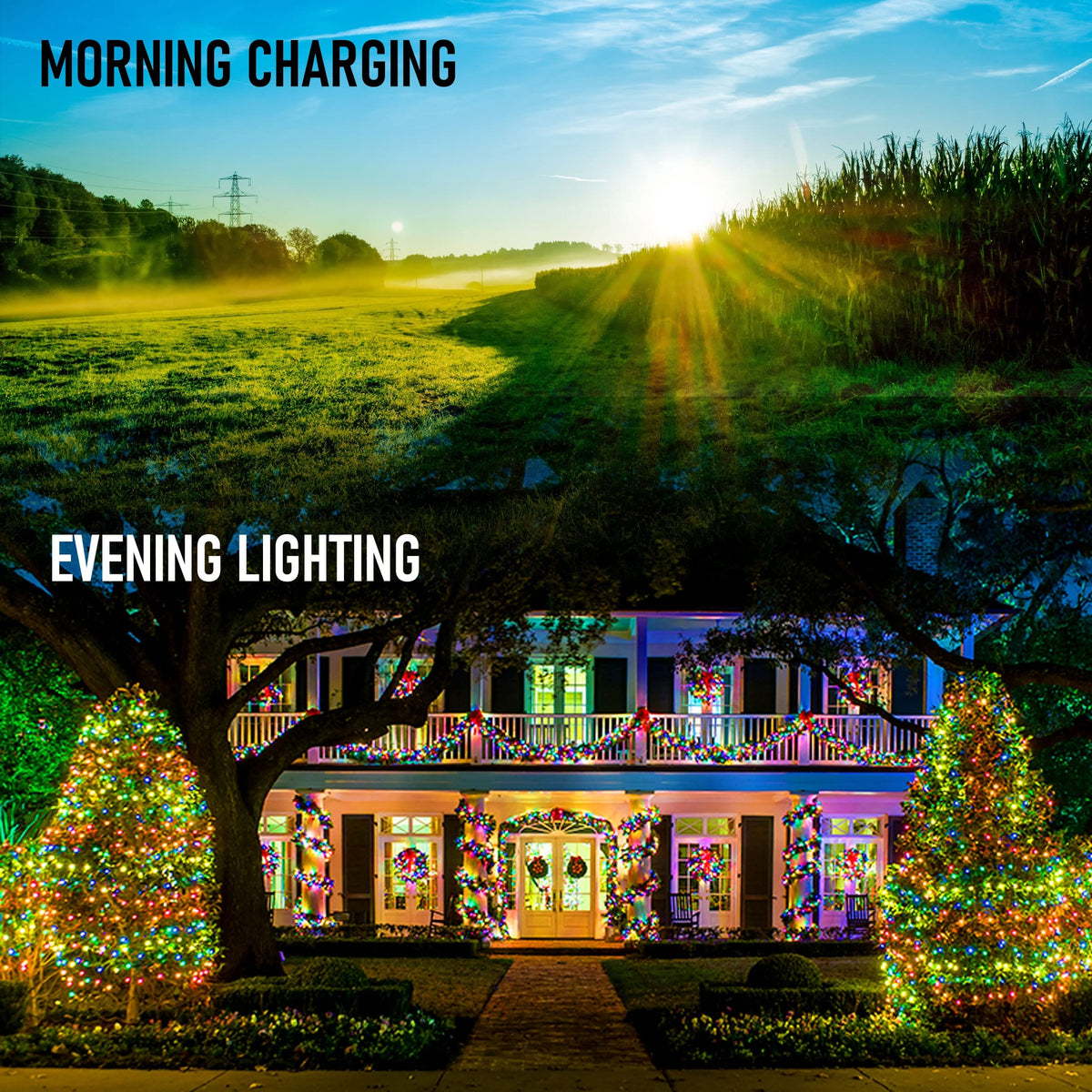 Dazzle Bright 2-Pack 400LED 132ft waterproof solar string lights for year-round use