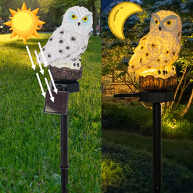 Dazzle Bright resin owl decor with IP55 waterproof rating for year-round outdoor use.