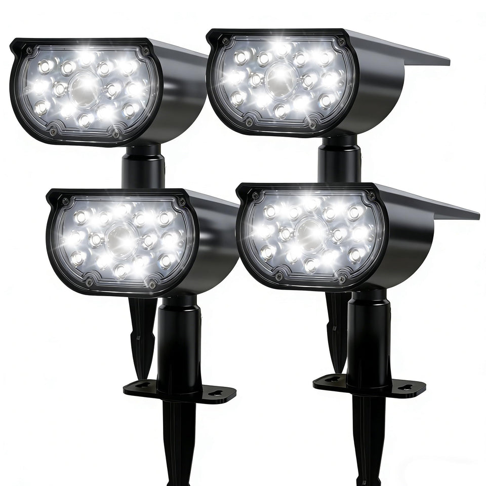 Dazzle Bright solar spot light front view for stylish energy-saving outdoor lighting.