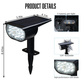 Dazzle Bright solar spot light IP44 waterproof design withstands rain and dew.