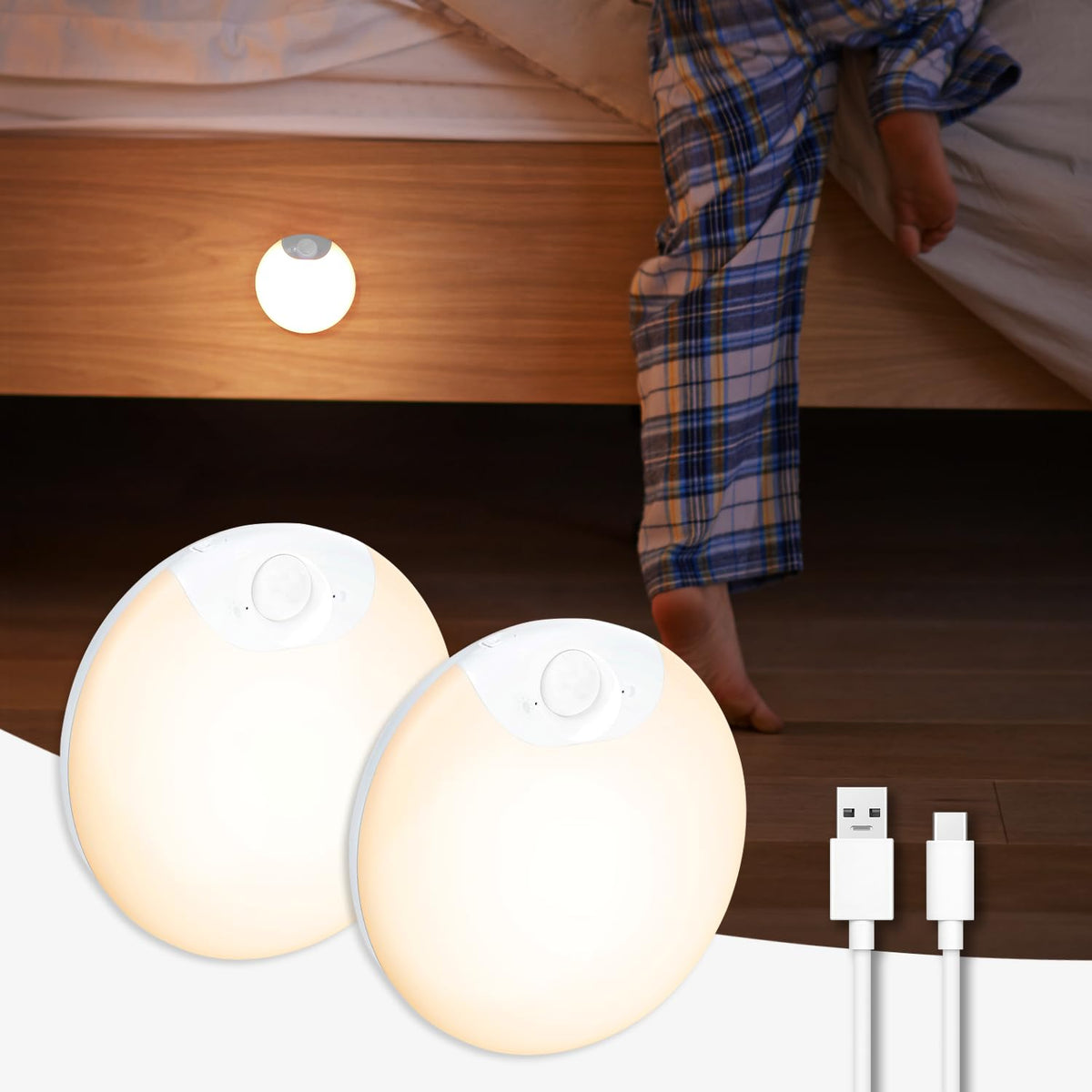 DAZZY DOT battery night light with magnetic base for easy wire-free mounting.