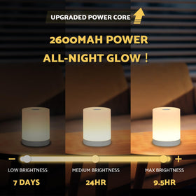 DAZZY DOT touch-top brightness control enables quick bedside adjustments for night feeds.