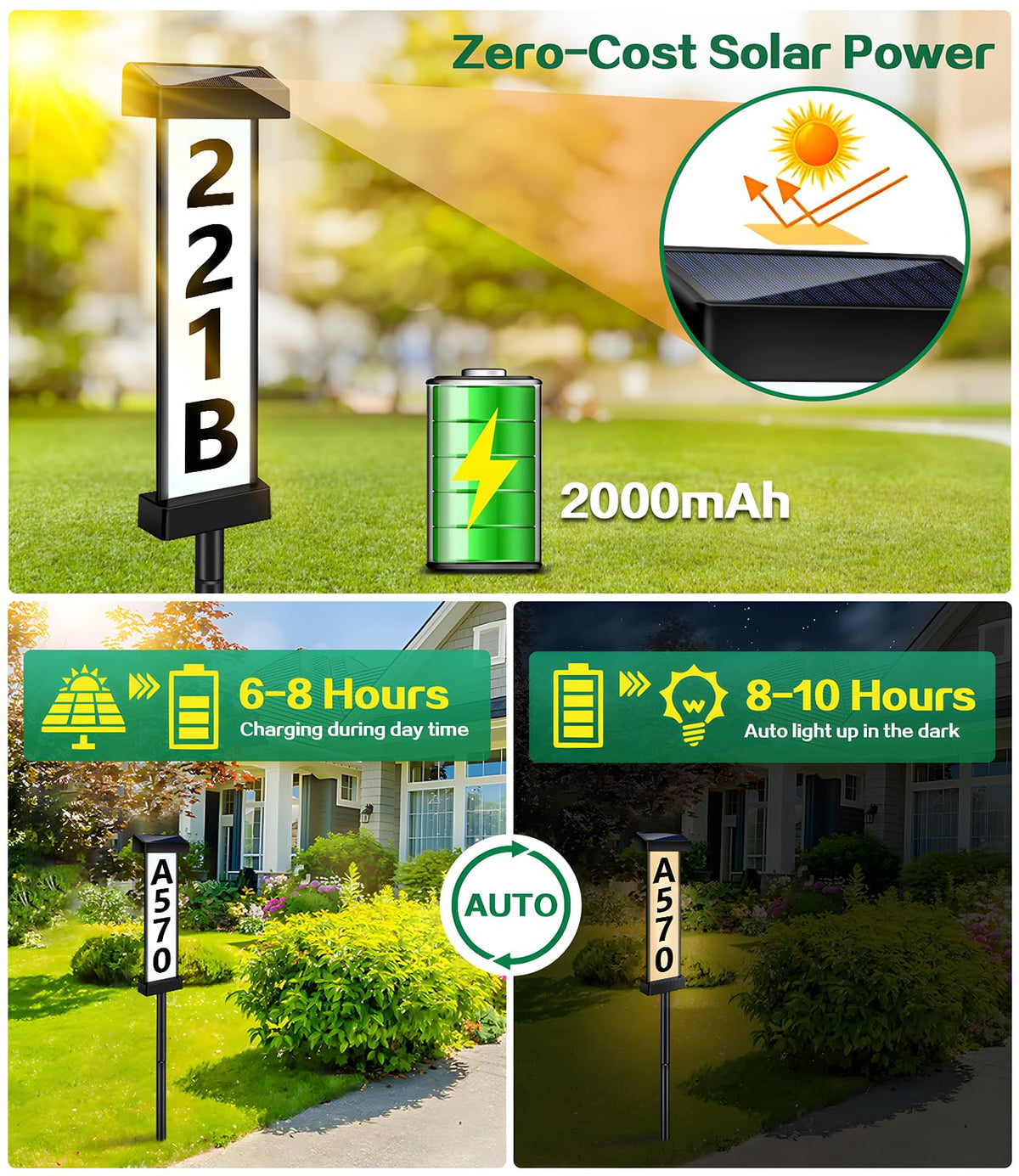 DBF Solar Address Sign digits and letters adhesive resist curling